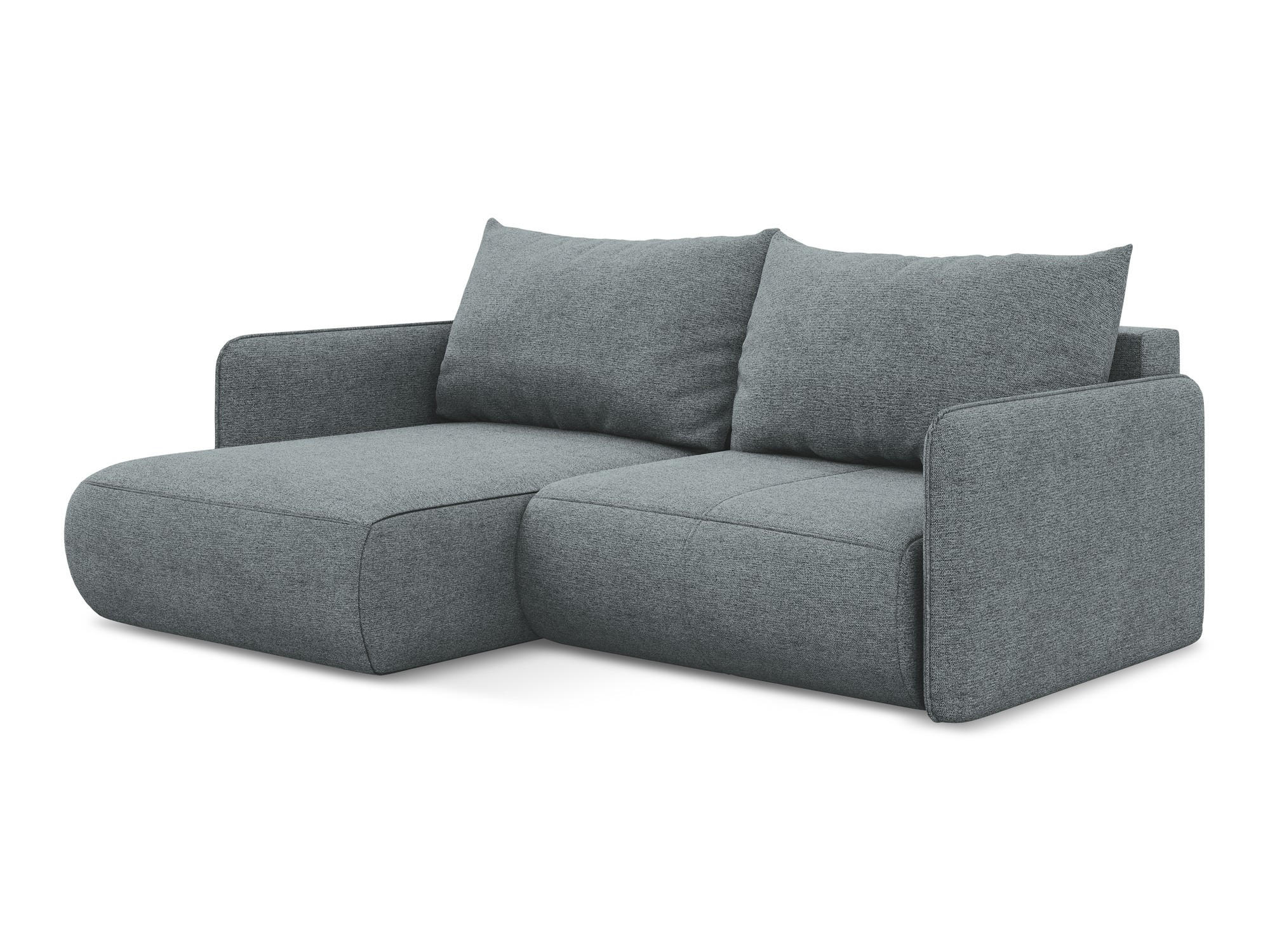 ECKSOFA mit Schlaffunktion Chenille Stoff Blau - Blau/Blaugrau, Kunststoff/Textil (148/207cm) - Makamii