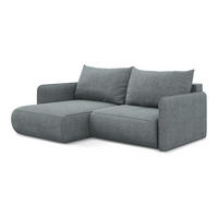 ECKSOFA mit Schlaffunktion Chenille Stoff Blau - Blau/Blaugrau, Kunststoff/Textil (148/207cm) - Makamii