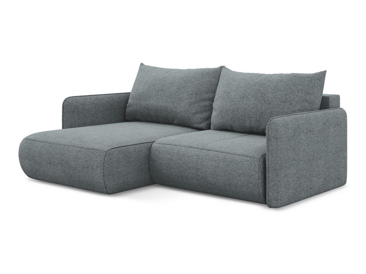ECKSOFA mit Schlaffunktion Chenille Stoff Blau - Blau/Blaugrau, Kunststoff/Textil (148/207cm) - Makamii