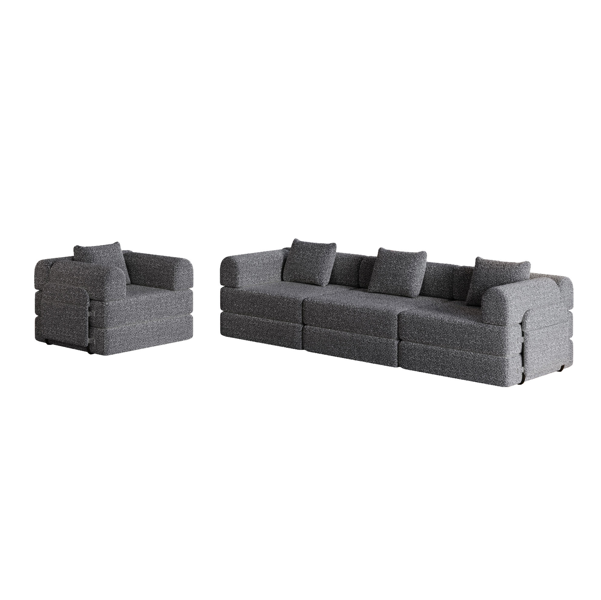 Modfu Schlafsofa Grau 94x49.5x181.6 cm