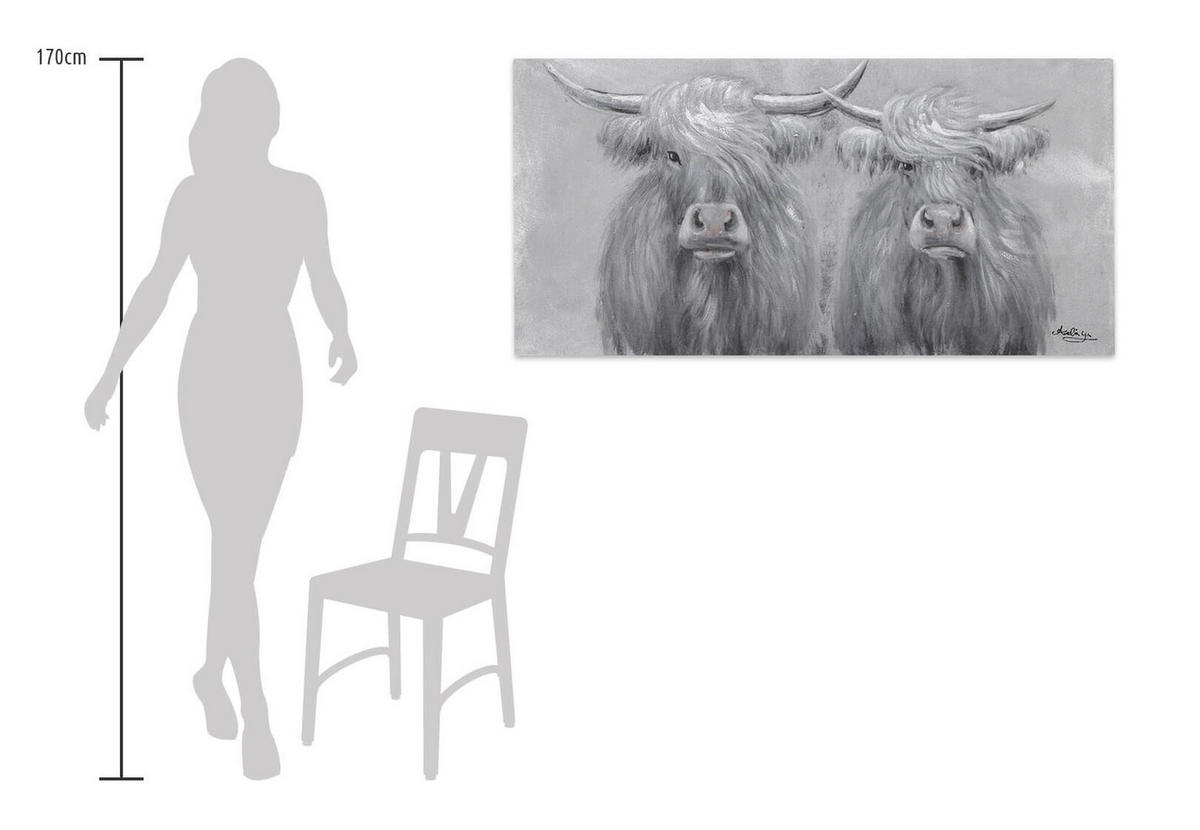 OLEJOMAĽBA 120/60 cm, Zvieratá - sivá, drevo/textil (120/60cm) - KUNSTLOFT