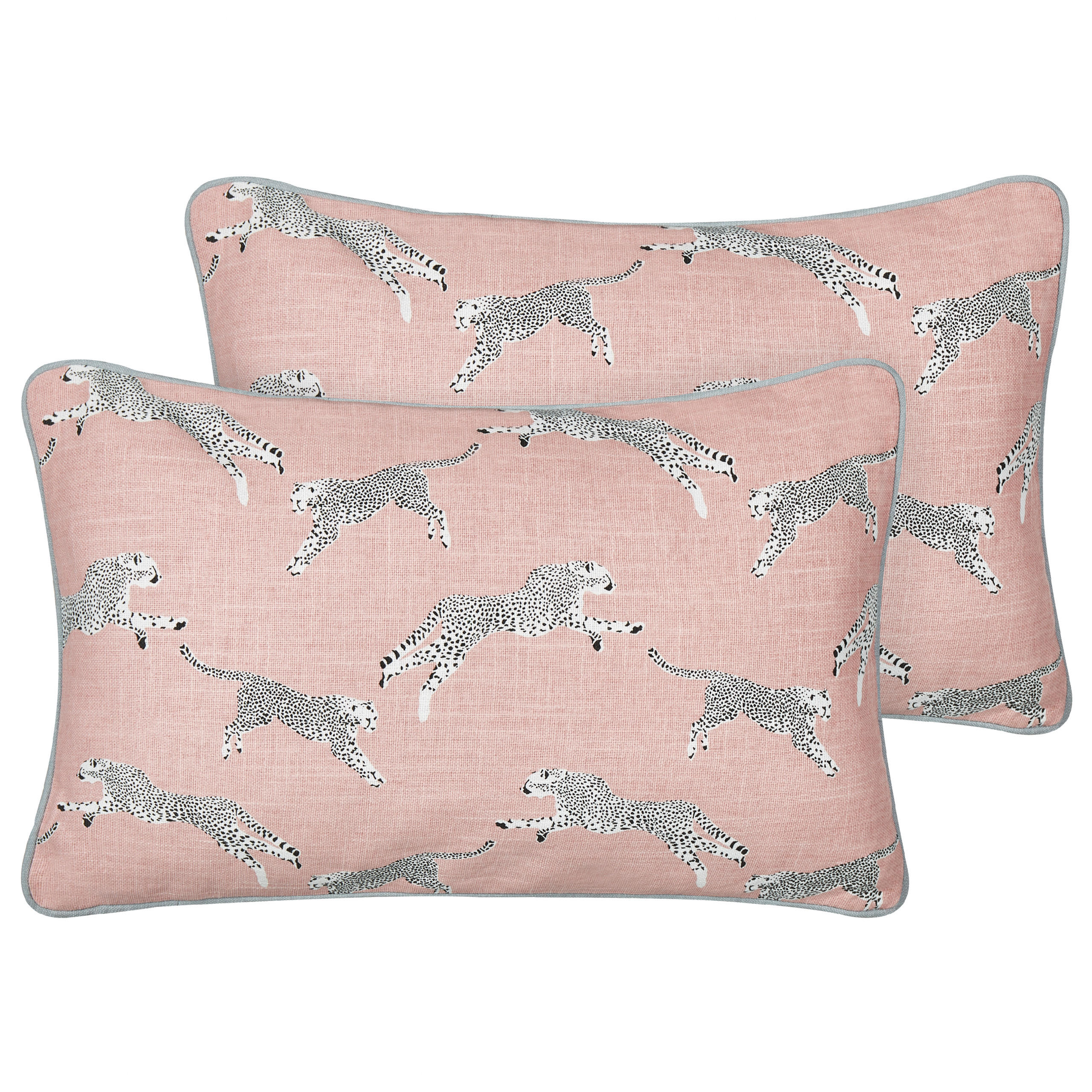 DEKOKISSEN 2er-Set Rosa 30/50 cm Arales - Pink/Schwarz, Textil (30/50cm) - Beliani