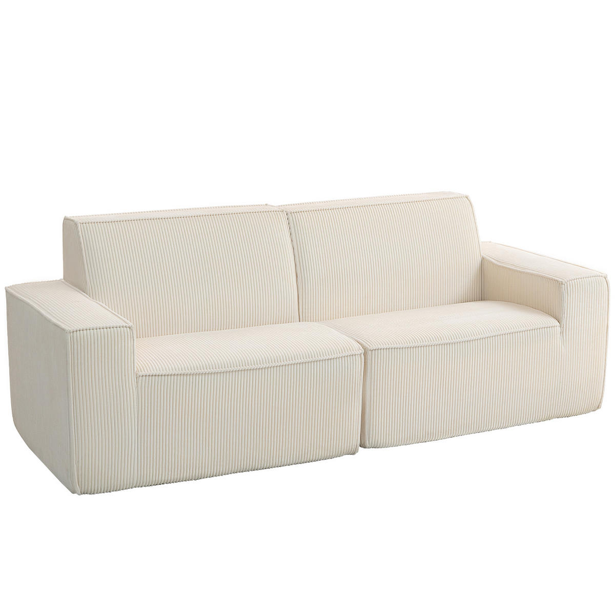 SOFA, 3-Sitzer, Cord, 230cm, modern, beige, keine Montage - Multicolor, Holzwerkstoff (230/85/90cm) - FORIOUS