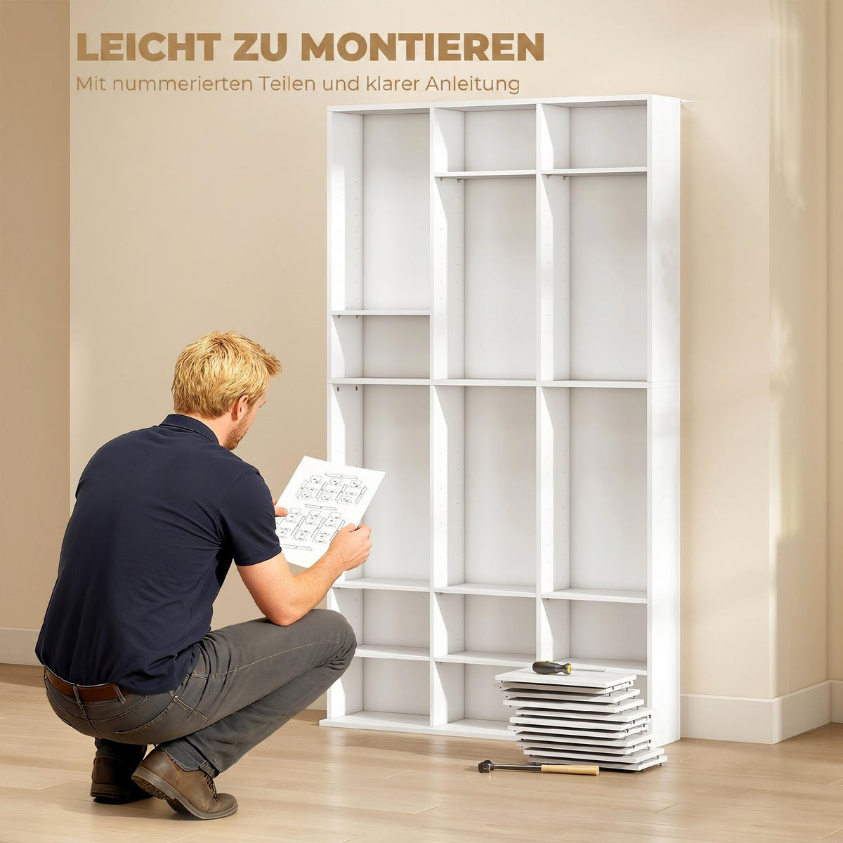 CD-REGAL Spanplatte Weiß - Weiß, Holzwerkstoff (24/175/100cm) - HOMCOM