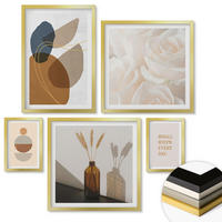 WANDBILDER 5er Set - 50x50 cm & 20x30 cm & 40x60 cm Goldrahmen - Abstrakte Formen Akzente - Goldfarben, Kunststoff (40/60cm) - ArtPrintCave