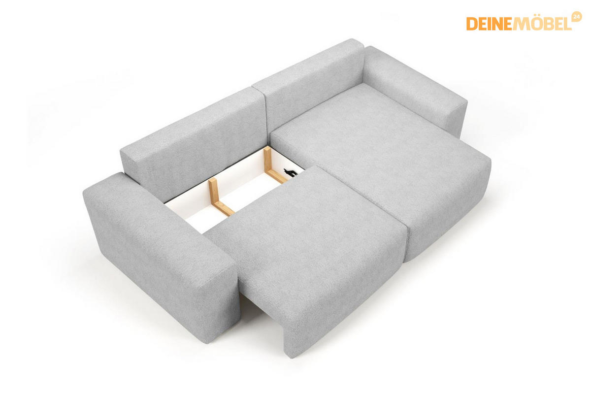 ECKSOFA MILKY 255/148 in Bouclé Creme links - Creme, Holz/Holzwerkstoff (255/148cm) - Deine Möbel 24