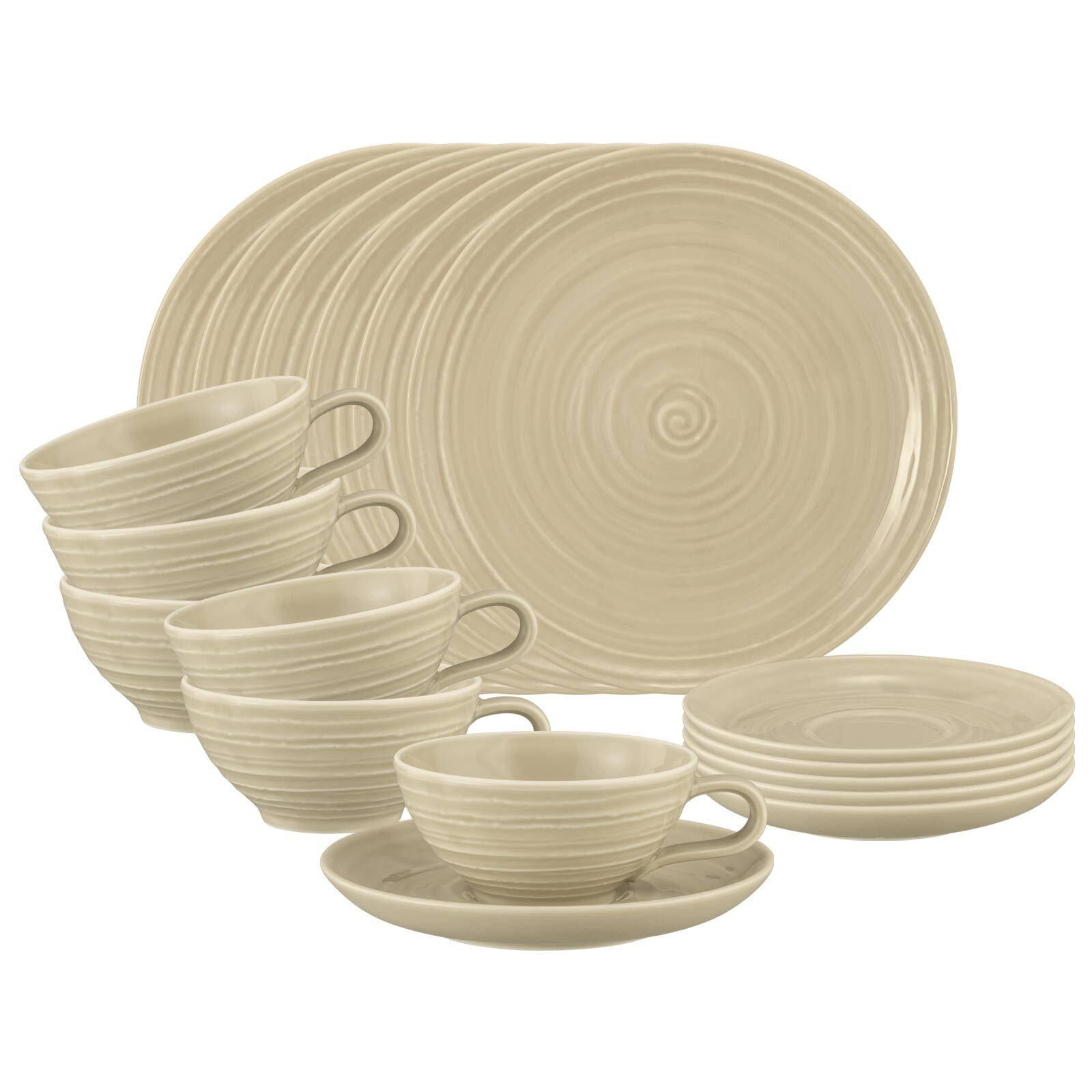 TEESERVICE Terra Sandbeige 18er Set - Beige, Keramik (1/1/1cm) - Seltmann Weiden