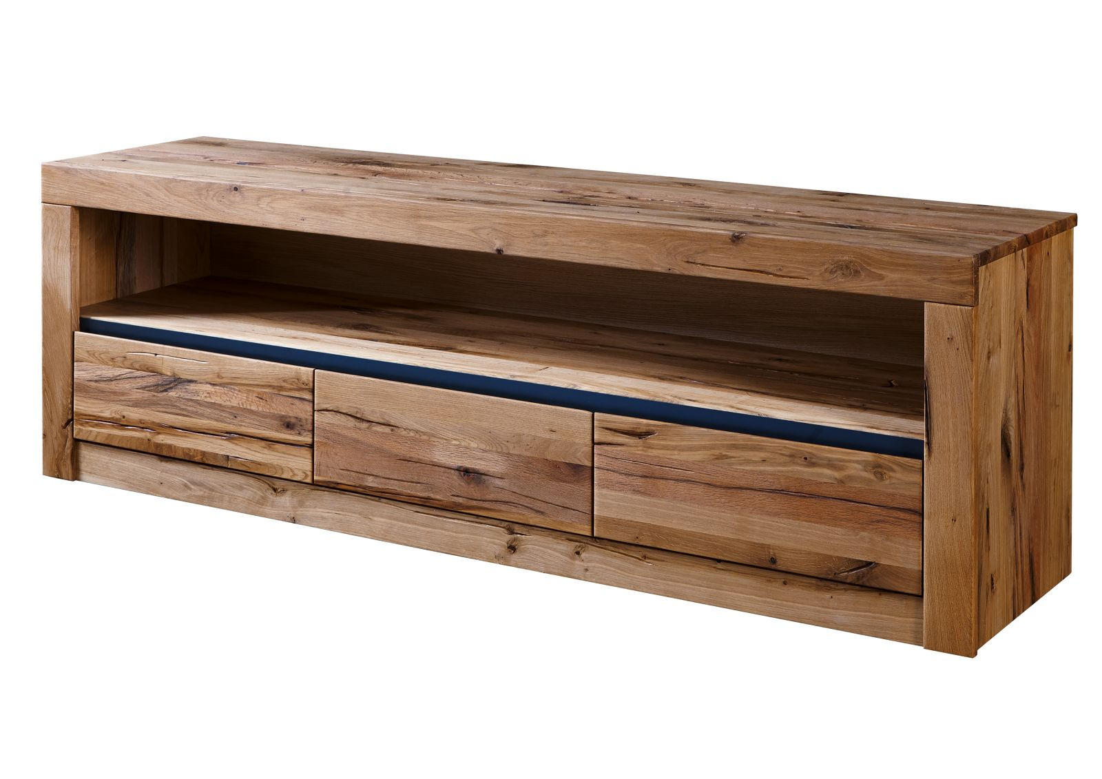 TV-BOARD Wild-/Zerreiche 165x42x55 natur geölt MONTREUX #104 - Naturfarben, Holz (165/55/42cm) - Massivmoebel24