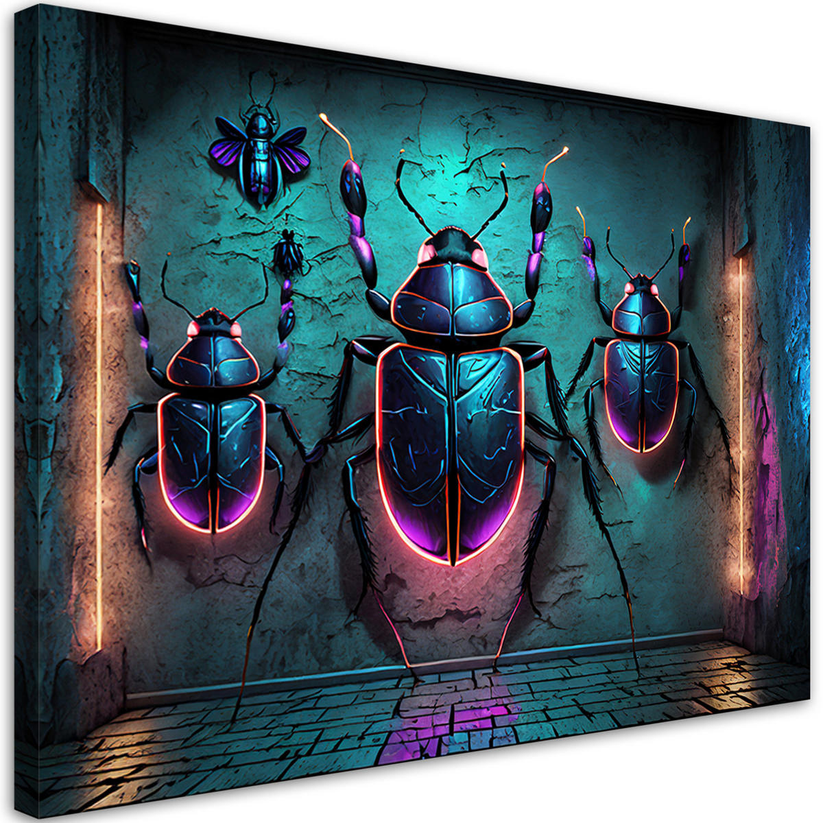LEINWANDBILD, Insekten Tiere Neon 60x40cm - Lila, Textil (60/40cm) - Feeby