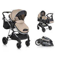 KINDERWAGEN 2 in 1 Kali beige umbaubar, Korb, Getränkehalter, Tasche - Beige, Metall (77/58/109cm) - Moni