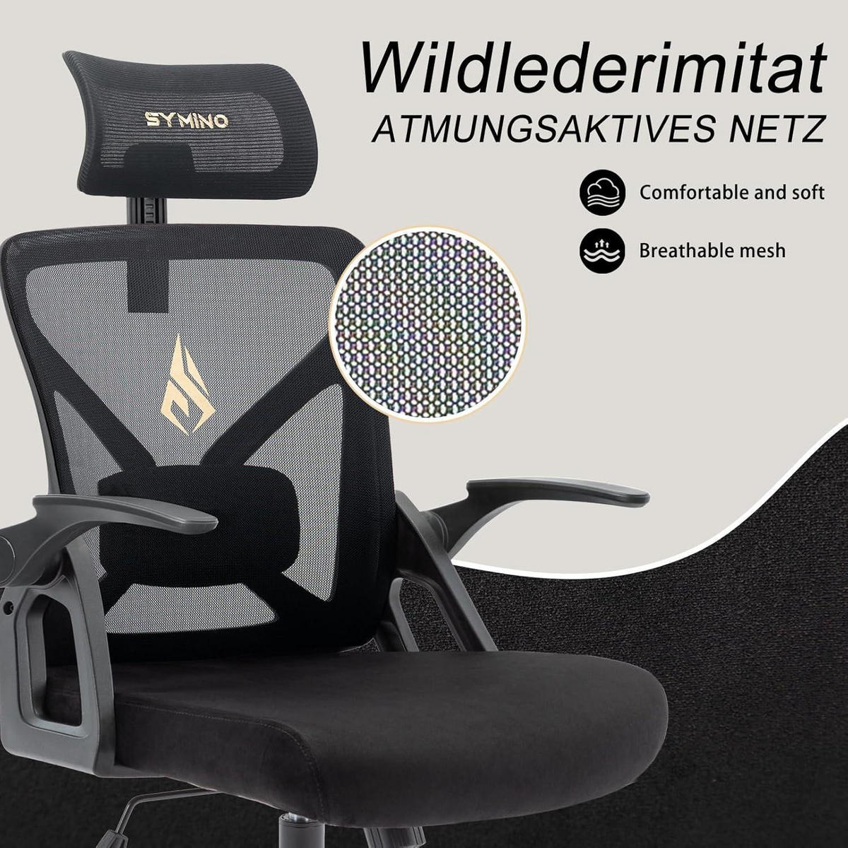 BÜROSTUHL Ergonomisch mit Kopfstütze und Lordosenstütze Schwarz Kunststoff - Schwarz, Kunststoff (58/58/27cm)