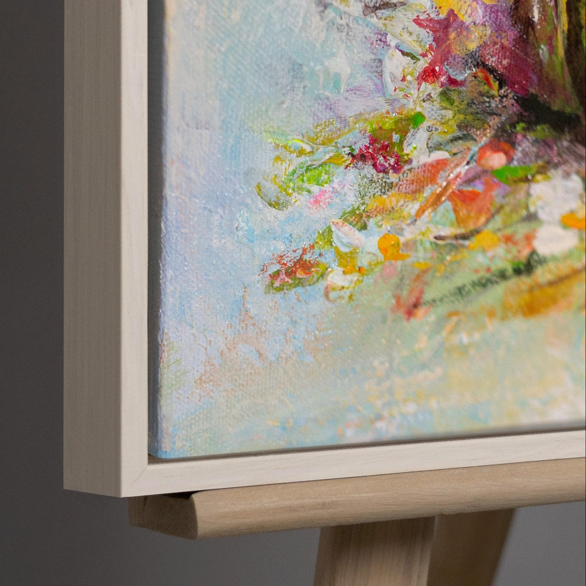 GEMÄLDE Bunte Vögel Schattenfugenrahmen Beige 70x50 cm - Beige, Holz (70/50cm) - YS-art gallery