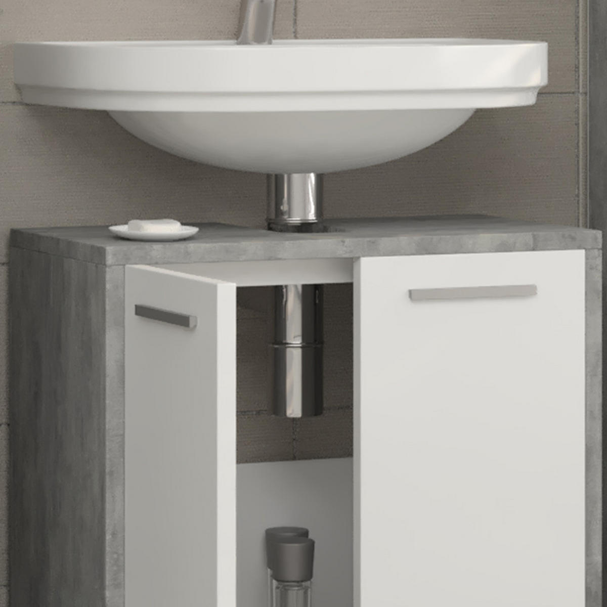 WASCHBECKENUNTERSCHRANK Kiko Beton 58 x 60 cm - Weiß/Grau, Holzwerkstoff (58/60/33cm) - Vicco