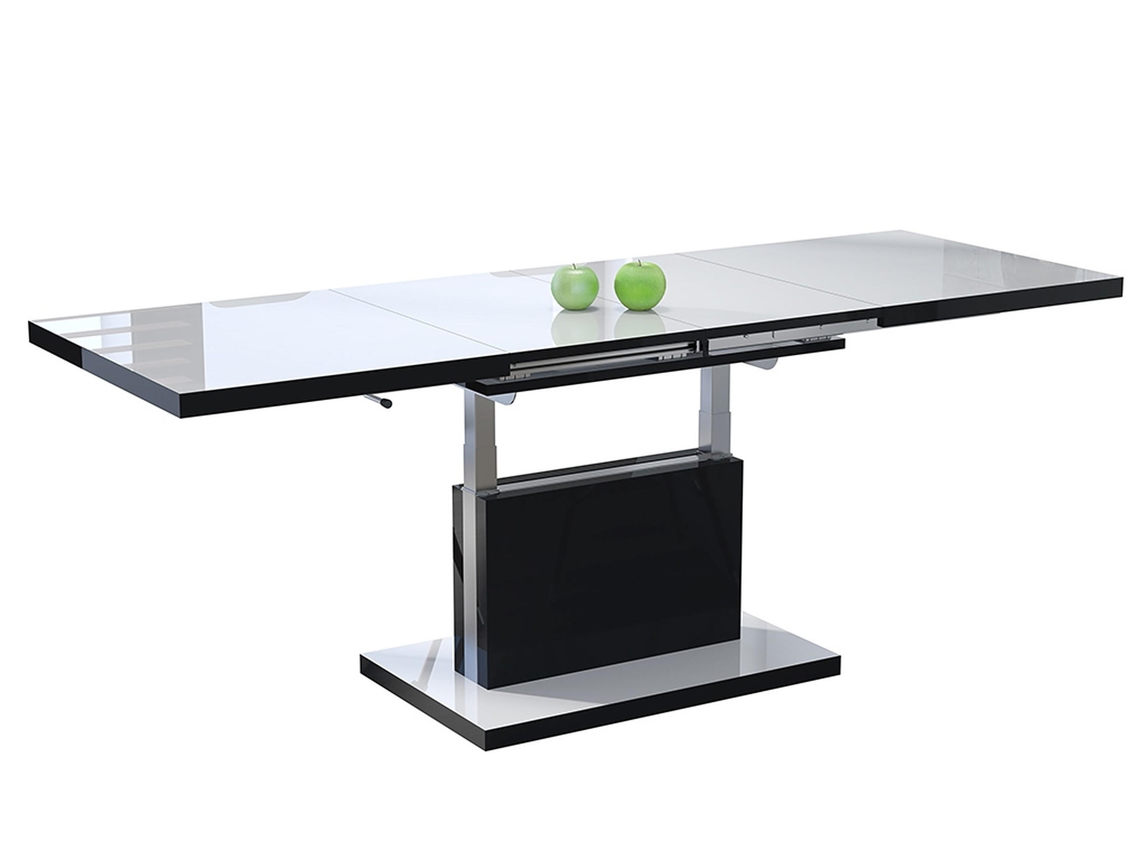 COUCHTISCH rechteckig Weiß Hochglanz Schwarz Hochglanz ausziehbar höhenverstellbar - Schwarz Hochglanz/Weiß Hochglanz, Holzwerkstoff (80/120/56cm) - designimpex