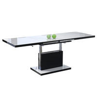 COUCHTISCH rechteckig Weiß Hochglanz Schwarz Hochglanz ausziehbar höhenverstellbar - Schwarz Hochglanz/Weiß Hochglanz, Holzwerkstoff (80/120/56cm) - designimpex