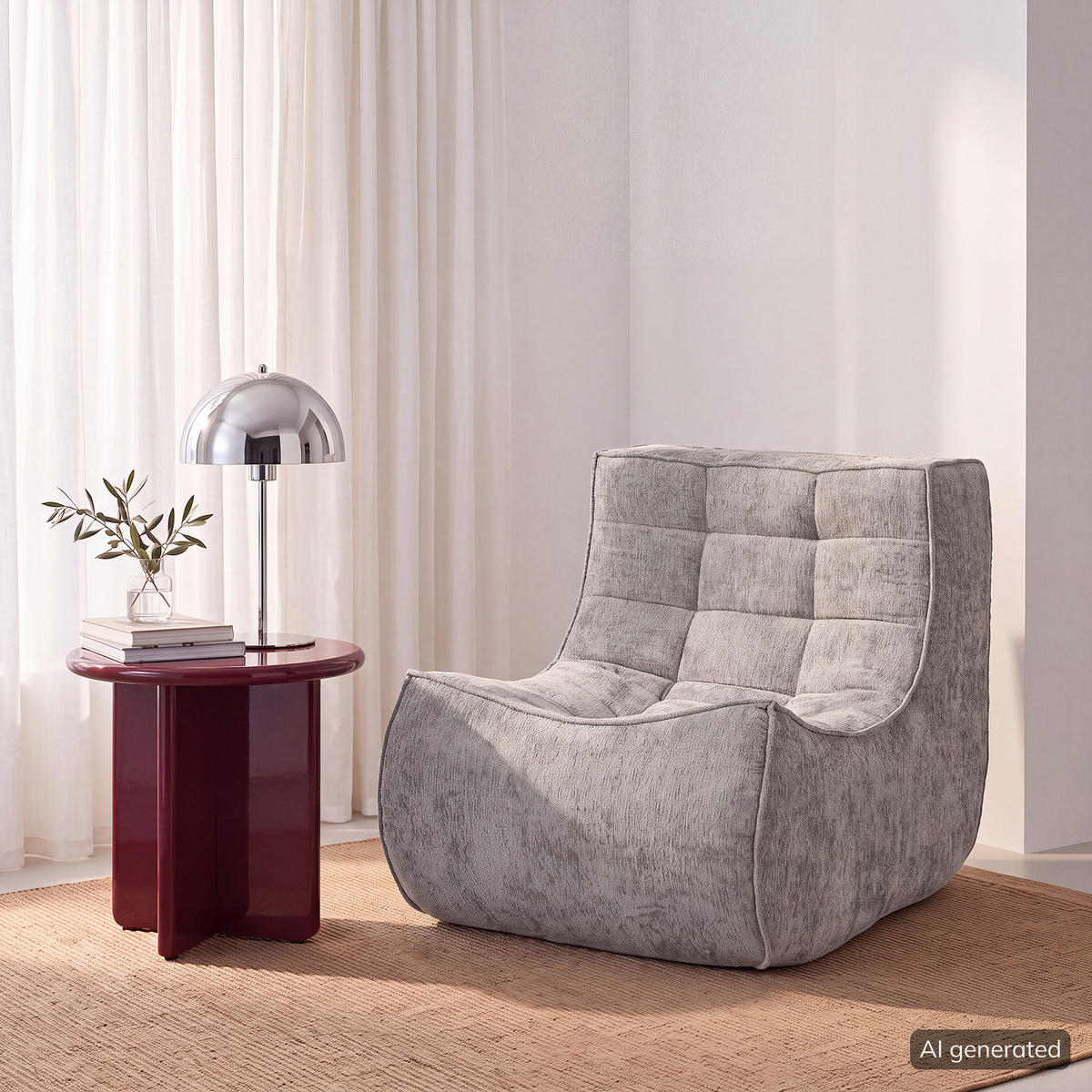 SESSEL - Bouclé - Grau, Textil (87/70/102cm) - home24
