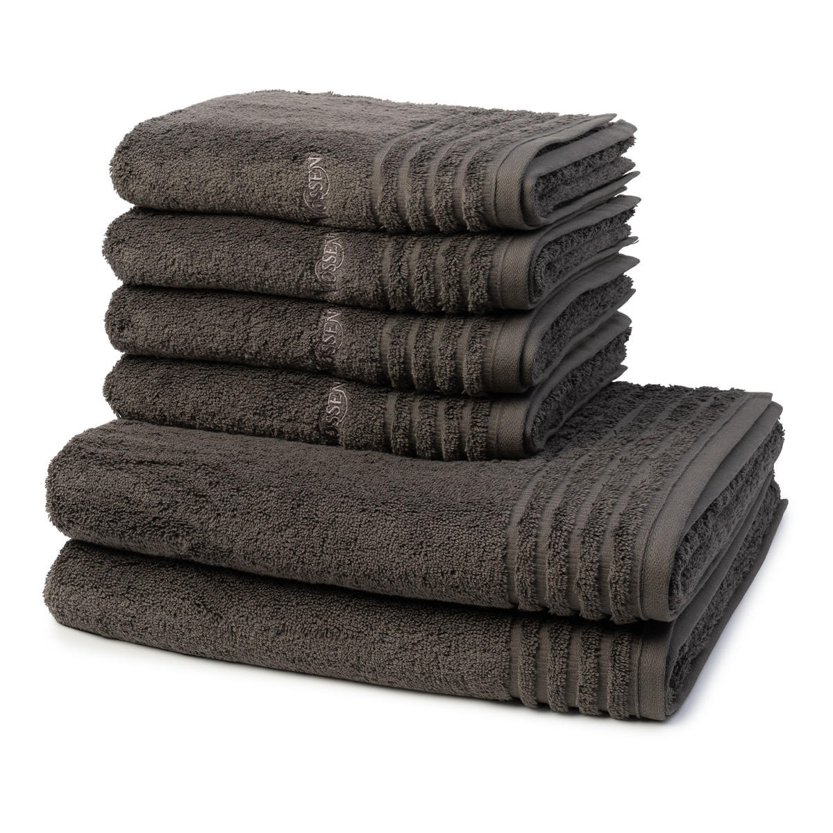 FROTTIERSET Vienna Style Supersoft 6-teilig - Dunkelgrau, Textil (50/100cm) - Vossen