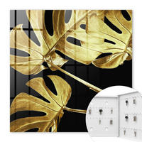 SCHLÜSSELBOX Weiß 30x30 cm – Türöffnung nach rechts - Monstera-Blätter - Gelb, Metall (30/30/5cm) - TULUP