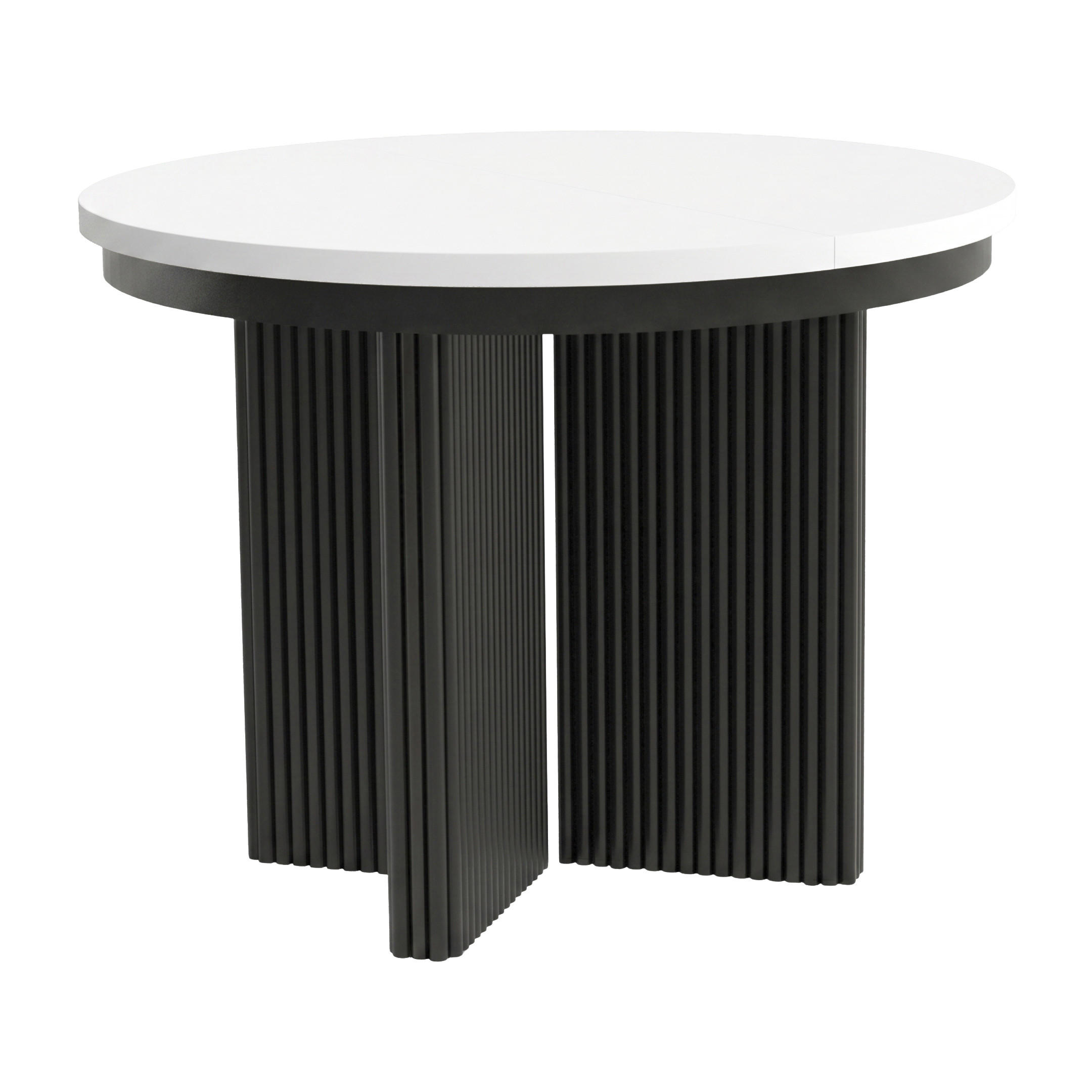ESSTISCH Prestige runder Design-Tisch, ausziehbar Ø 100–180 cm, Weiß+Schwarz - Schwarz/Weiß, Metall (100/100/77cm) - Beautysofa