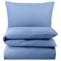 SEERSUCKER-BETTWÄSCHE 135x200 Uni Sommer Bettbezug Bügelfrei aus 100% Baumwolle, Bettbezüge einfarbig Hellblau - Hellblau, Textil (135/200cm) - Carpe Sonno