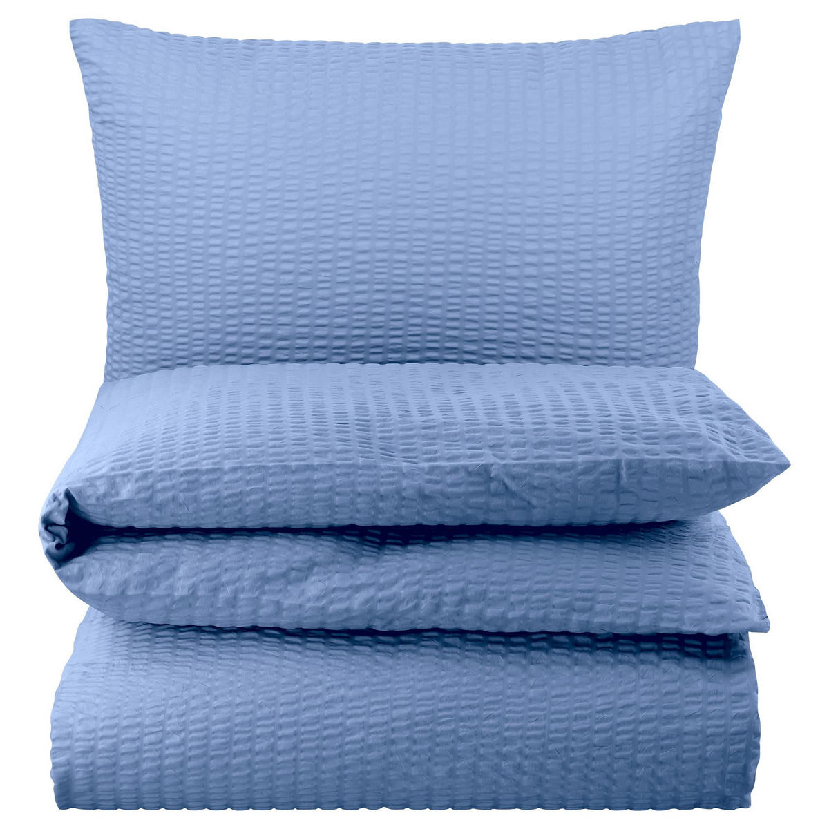 SEERSUCKER-BETTWÄSCHE 135x200 Uni Sommer Bettbezug Bügelfrei aus 100% Baumwolle, Bettbezüge einfarbig Hellblau - Hellblau, Textil (135/200cm) - Carpe Sonno
