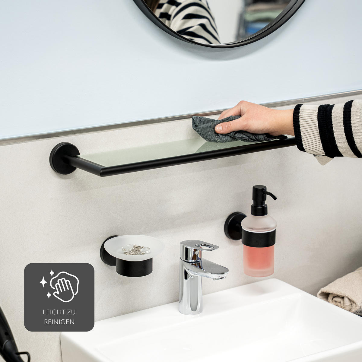 GLASABLAGE PIAZZA BLACK, Glas und Edelstahl, schwarz - Schwarz, Metall (54/6/14cm) - bremermann