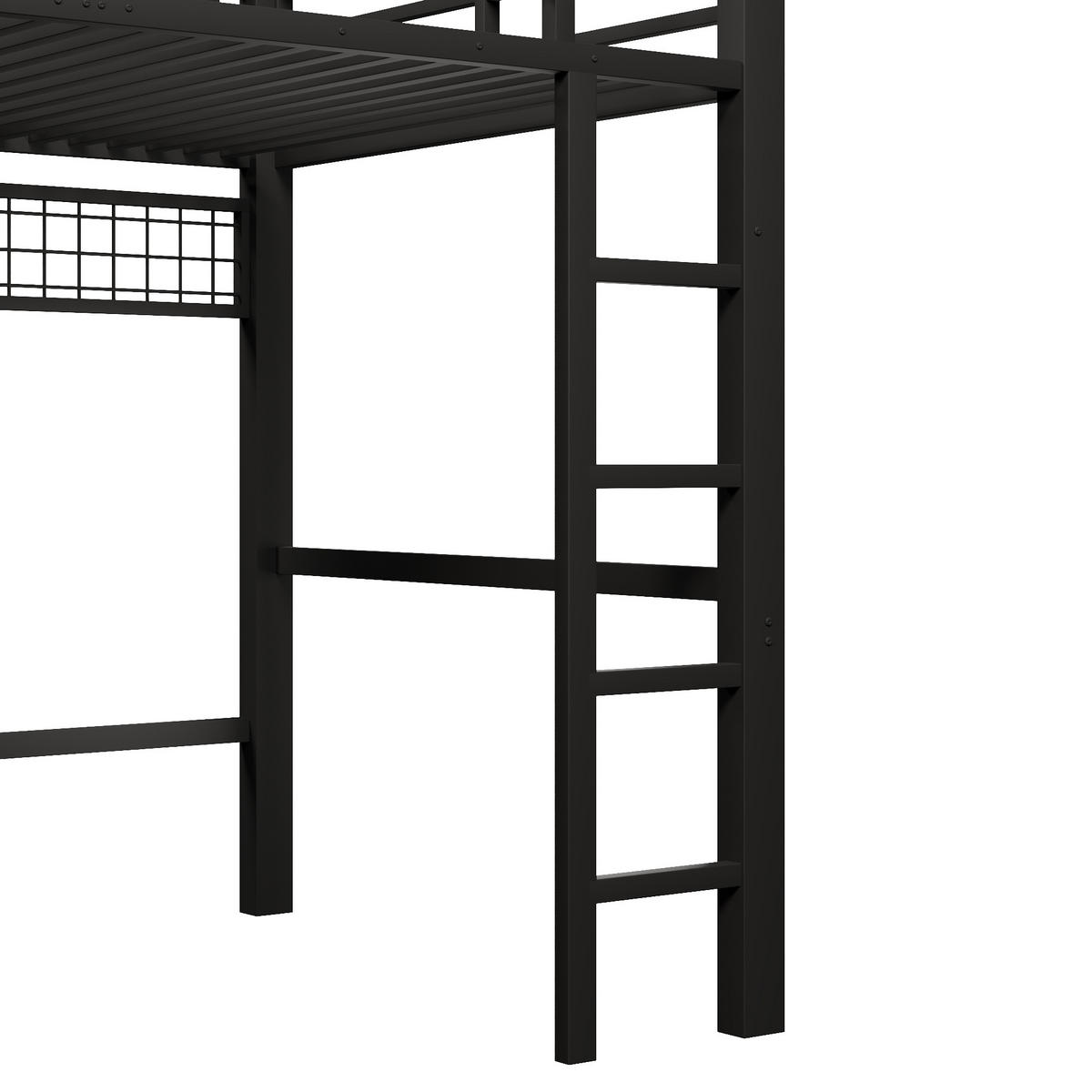HOCHBETT 140/200 cm DE-32853 mit 8 Schubladen und LED Schwarz - Schwarz, Metall (140/200cm) - ComfortXL