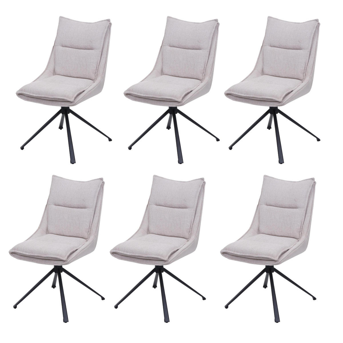 ESSZIMMERSTUHL Cremeweiß 6er-Set - Weiß, Textil (52/92/52cm) - MCW