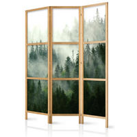 PARAVENT Japanischer 3-tlg 135x172 cm Wald Im Nebel - Grün, Holz/Textil (135/172/3cm) - Muralo