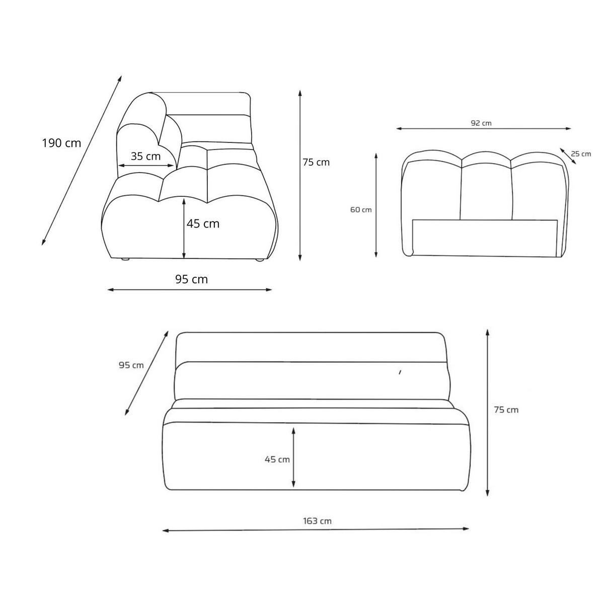4-SITZER modulares Ecksofa VEER L Links, 283 x 190 cm, Chenille Webstoff Grau - Schwarz/Grau, Holz/Kunststoff (283/190cm) - Muffo