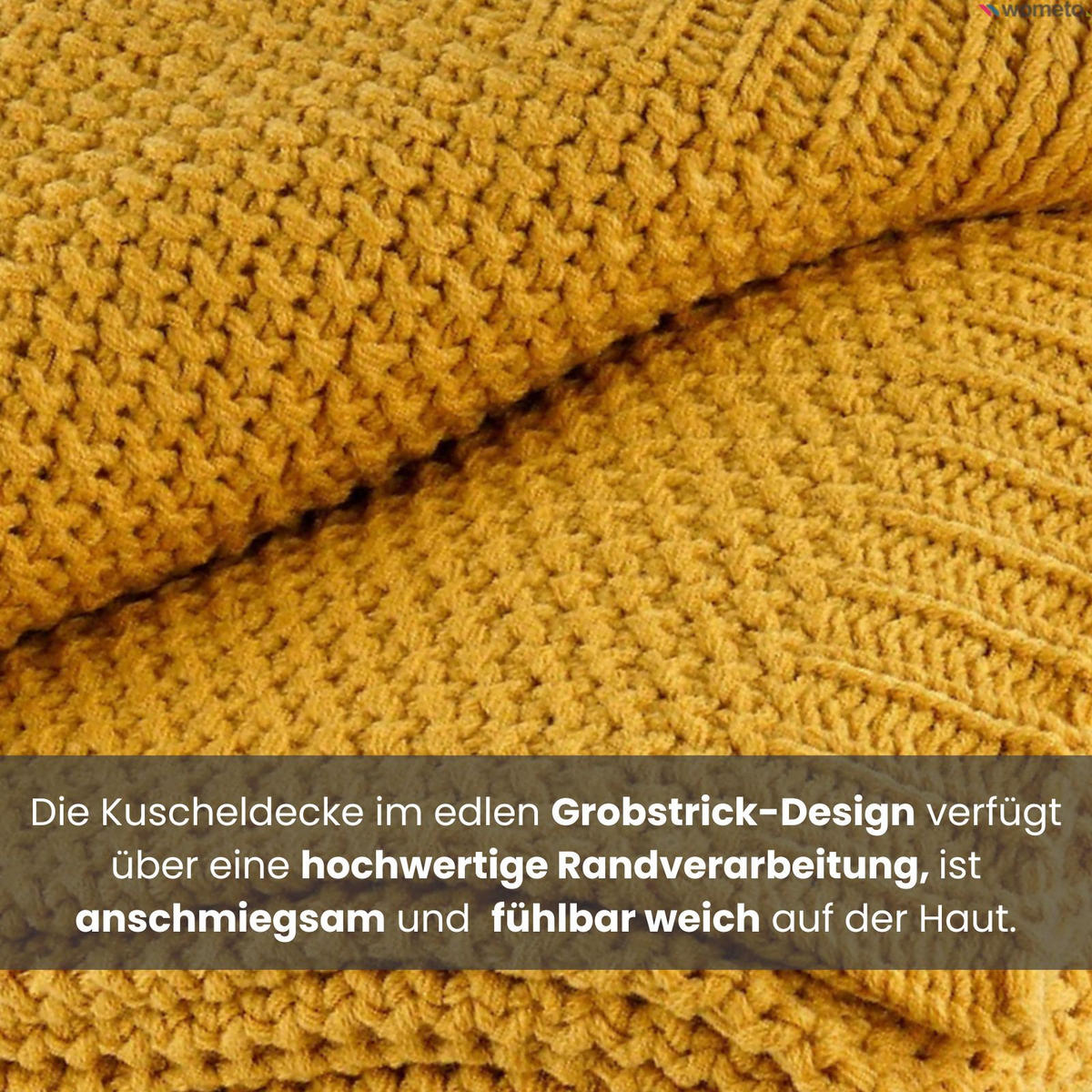 STRICKDECKE gelb 140/190 cm - Gelb, Textil (140/190cm) - wometo