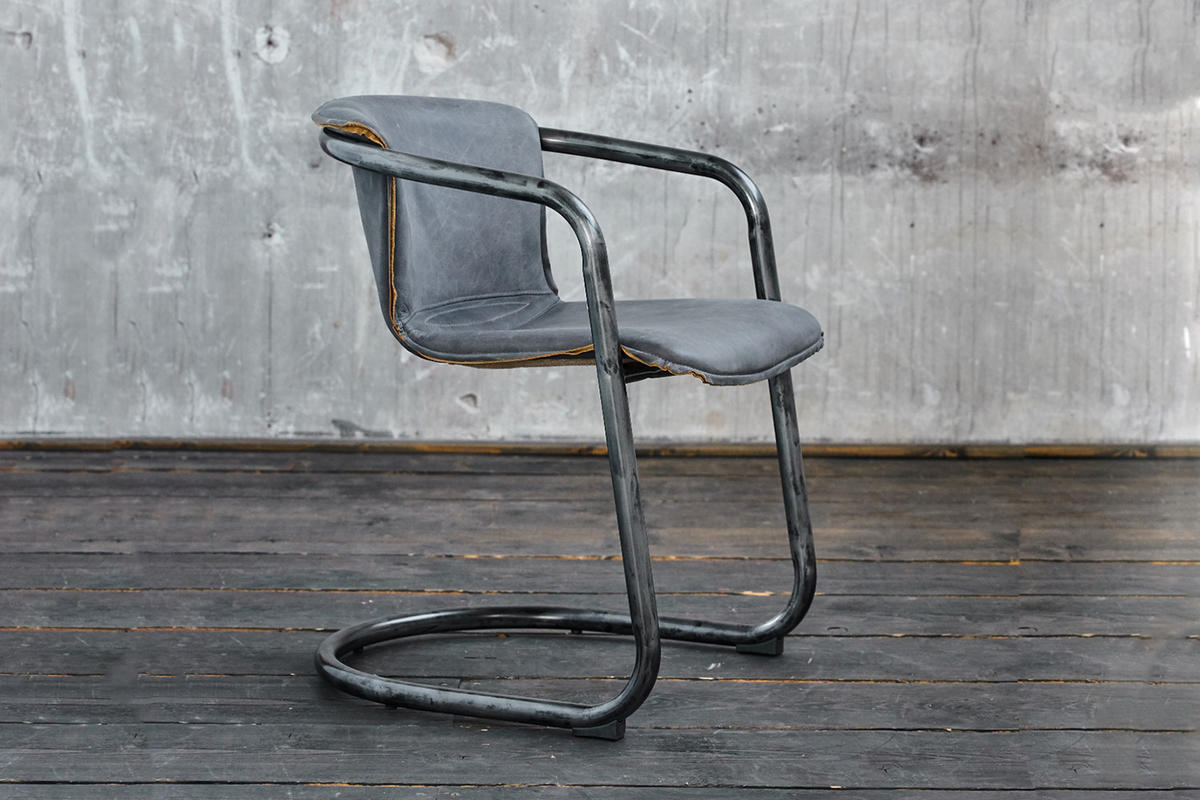 ESSZIMMERSTUHL FILLY Grau Leder - Schwarz/Grau, Leder (54/73/61cm) - KAWOLA