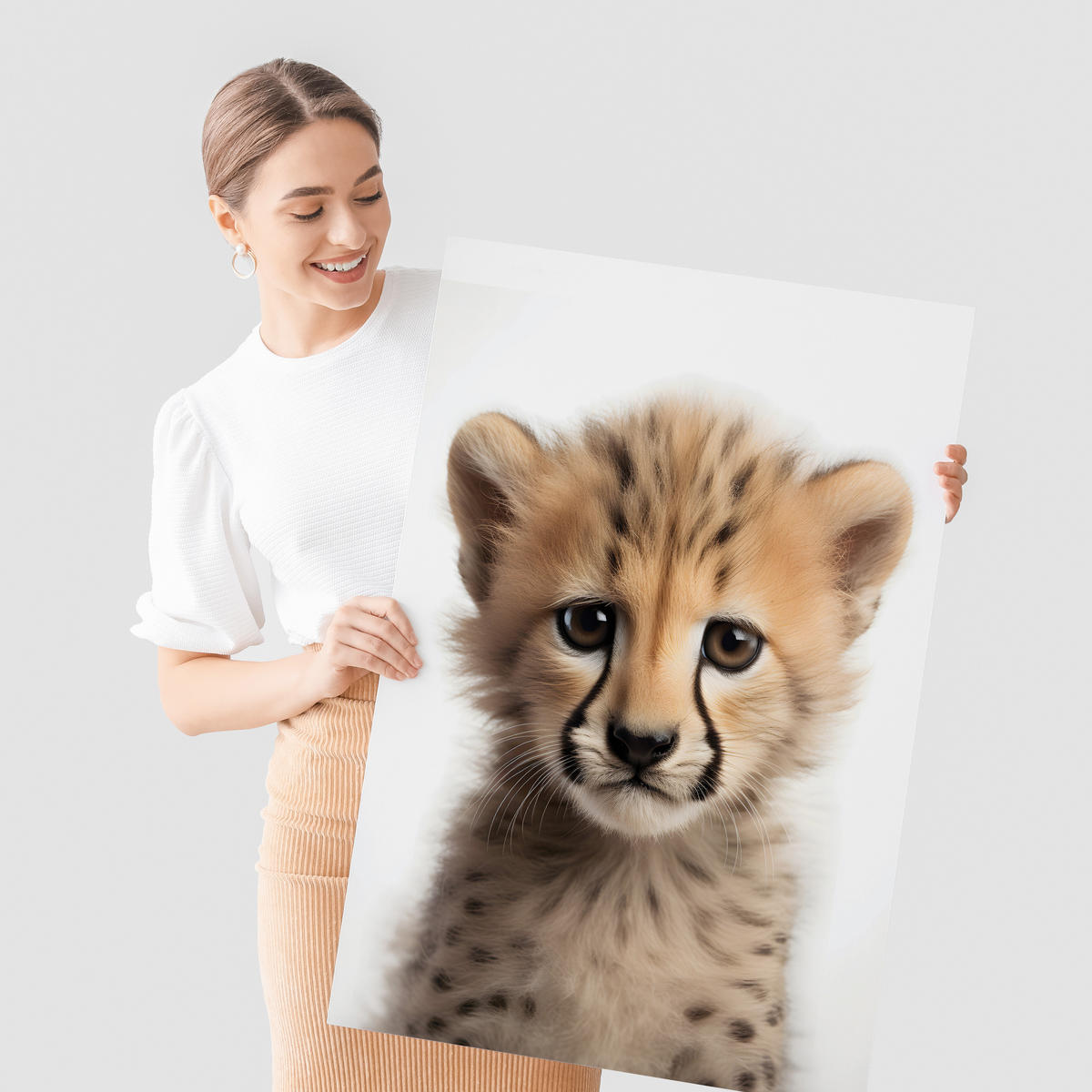 POSTER SET ohne Rahmen für Kinderzimmer WILDTIERE Giraffe Gepard Zebra A4 21x30cm - Gelb/Schwarz, Papier (21/30/1cm) - Muralo