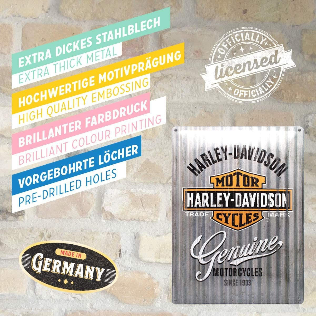 BLECHSCHILD 30/40 cm Harley-Davidson Metal Wall - Multicolor, Metall (30/40/0.2cm) - Nostalgic-Art