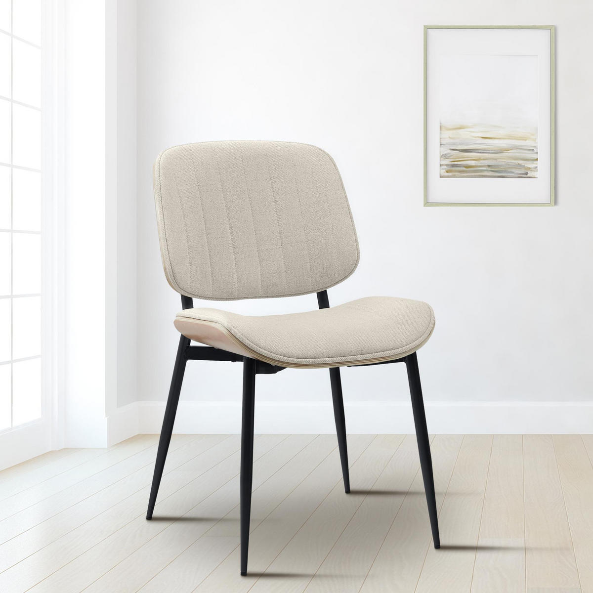 STUHL Stoff natura/creme - Eukalyptusholzfarben/Creme, Textil/Metall (49/83/57cm) - CLP