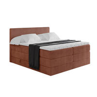 BOXSPRINGBETT mit Matratze H3|H4 und Lattenrost - TOLO KING 200x200 Cord - Ziegelrot - Rostfarben, Holzwerkstoff (200/200cm) - ALTDECOR