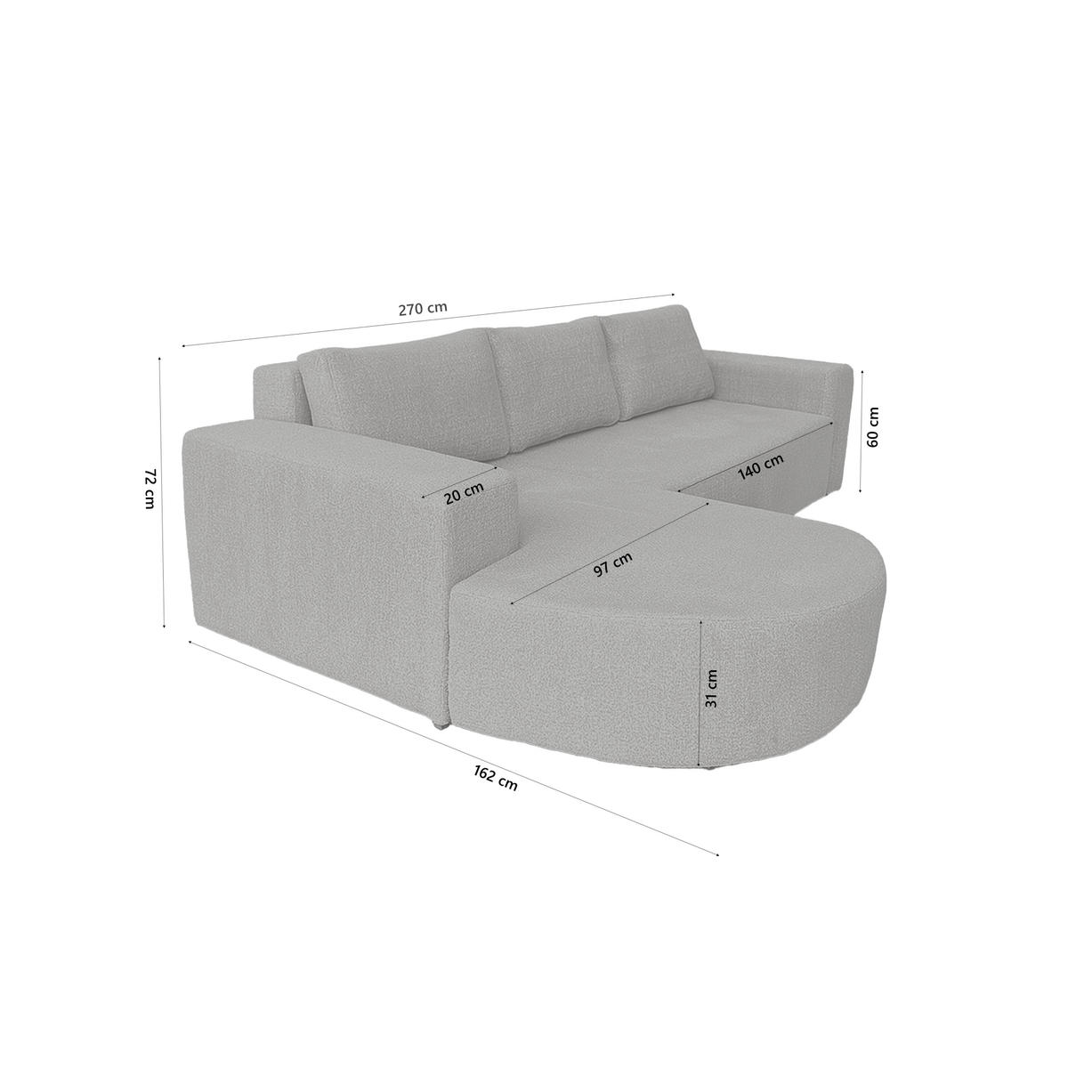 ECKSOFA Tolga mit Schlaffunktion, Grau - Grau, Textil (162/270cm) - Fedve
