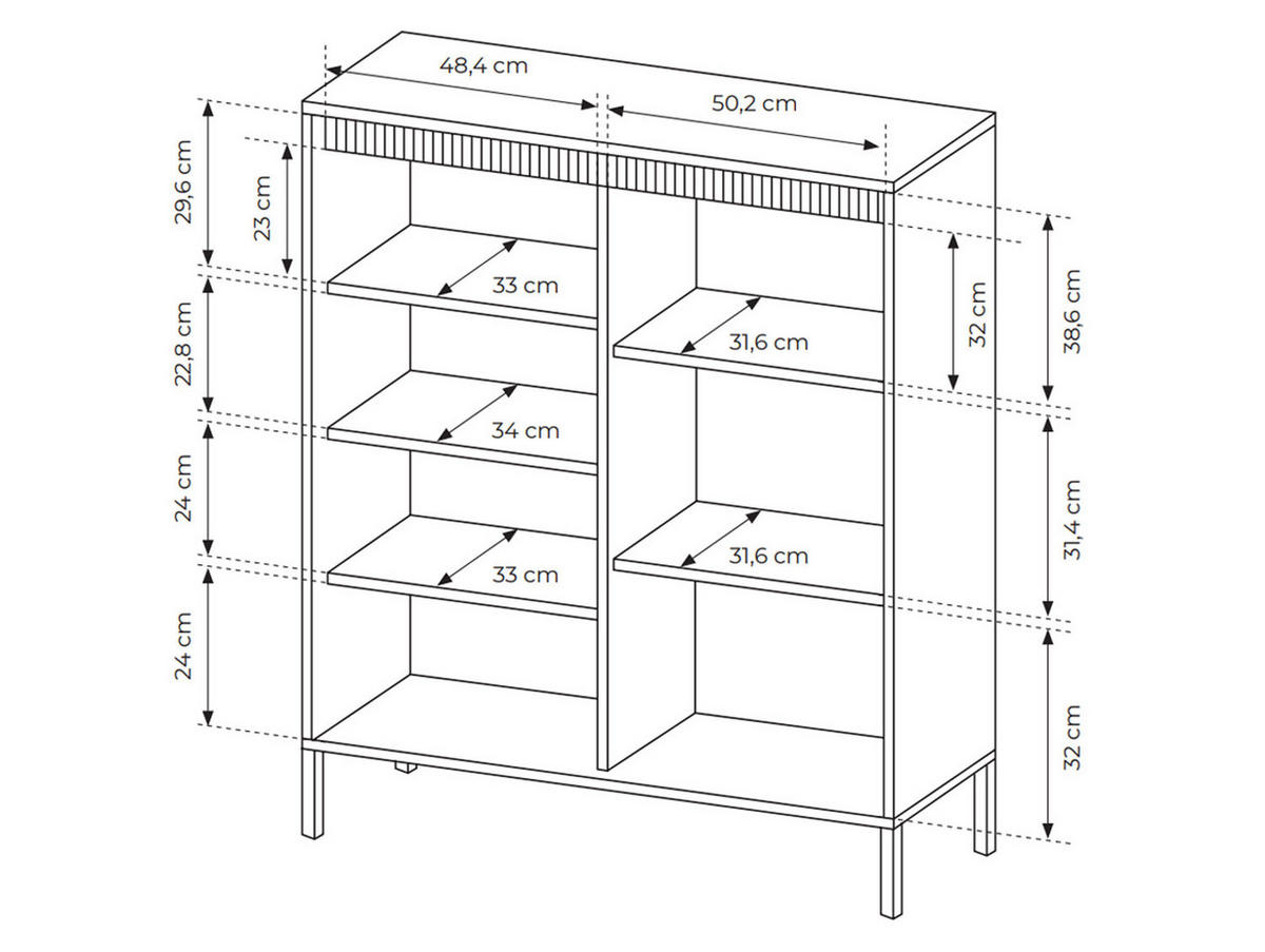 HIGHBOARD Senso beige 104 / 40 / 124cm - Beige, Holz/Holzwerkstoff (104/124/40cm) - Feldmann-Wohnen