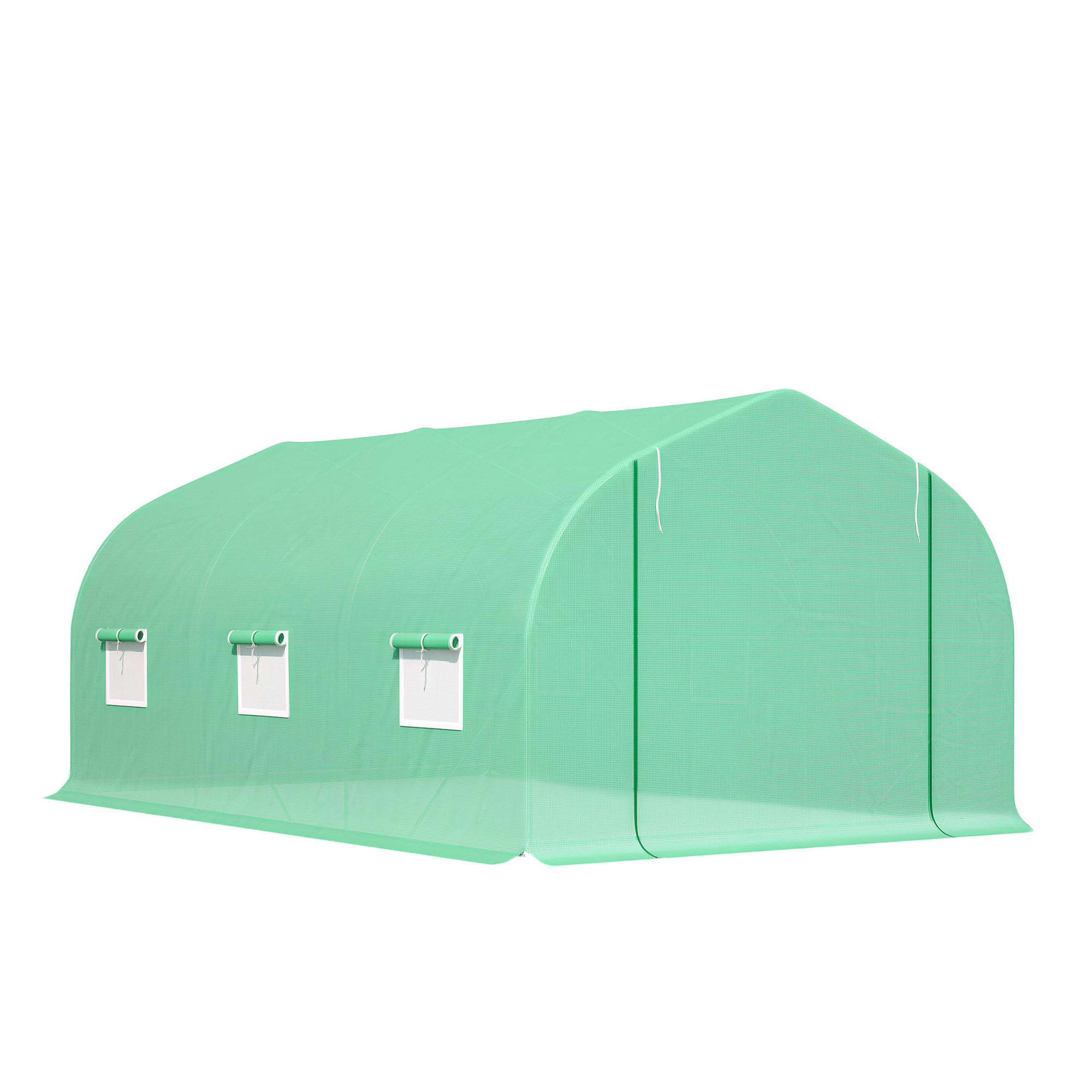 GEWÄCHSHAUS DE-05746 4,5x3x2 m, Rolltür, 6 Netzfenster Grün - Grün, Kunststoff/Metall (300/205/450cm) - ComfortXL
