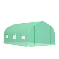 GEWÄCHSHAUS DE-05746 4,5x3x2 m, Rolltür, 6 Netzfenster Grün - Grün, Kunststoff/Metall (300/205/450cm) - ComfortXL