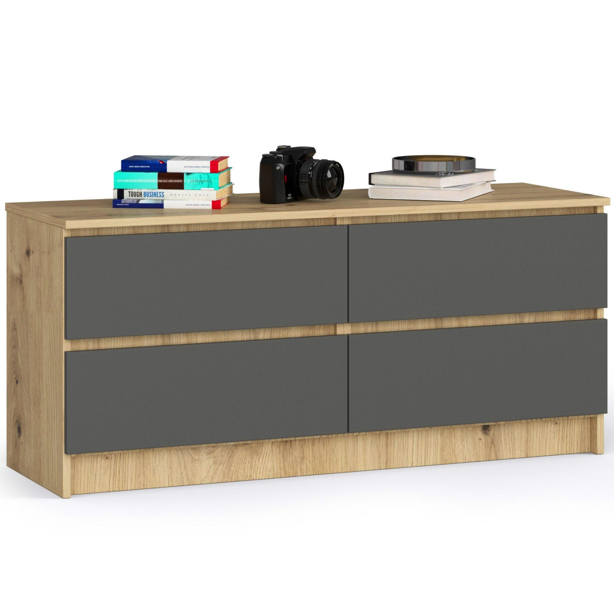 Akord Kommode Eiche Artisan, Grau 120x55x40 cm
