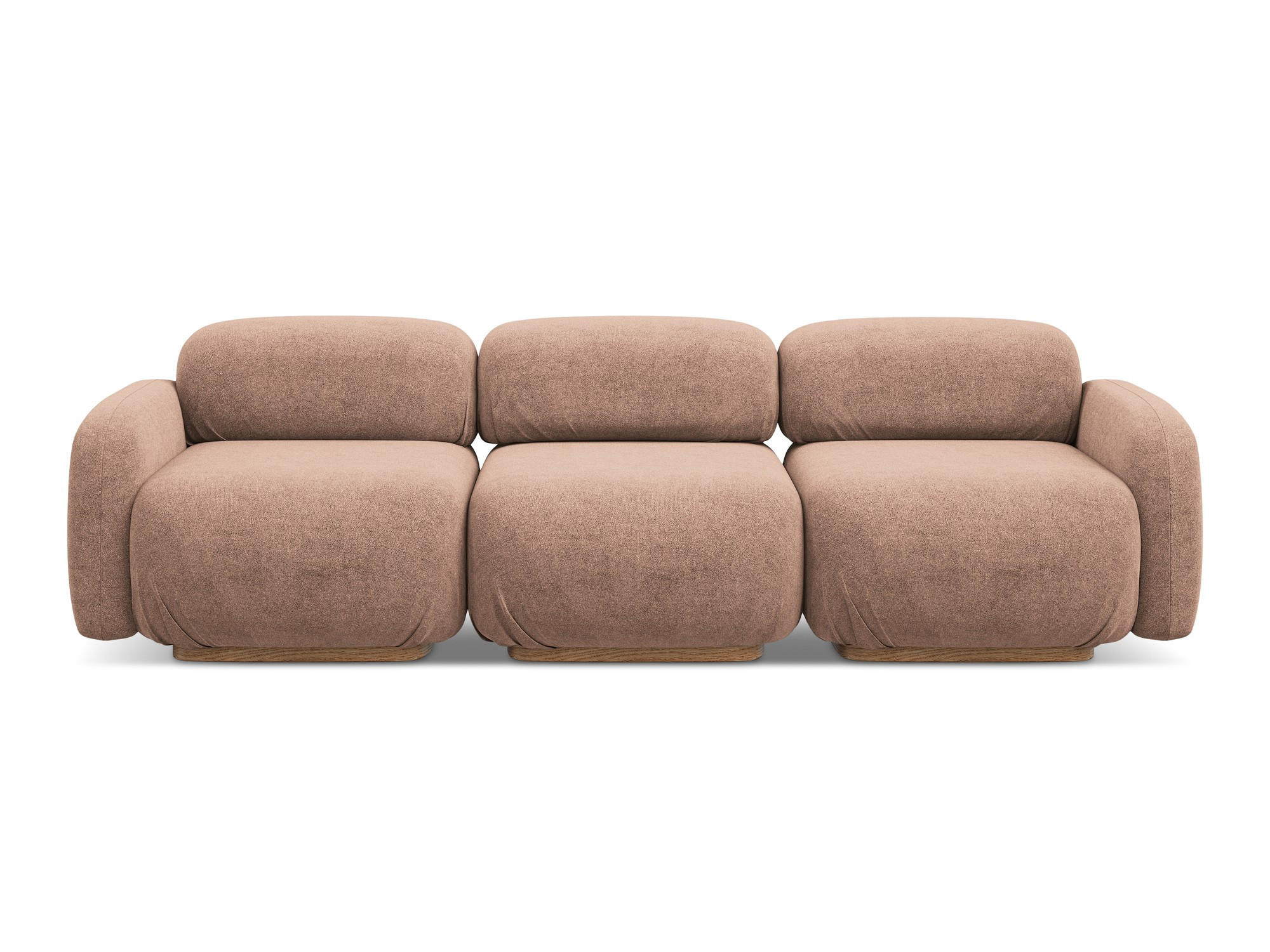 4-SITZER-SOFA Bouclé Stoff Pink - Pink/Hellrosa, Holz/Textil (270/73/95cm) - Makamii