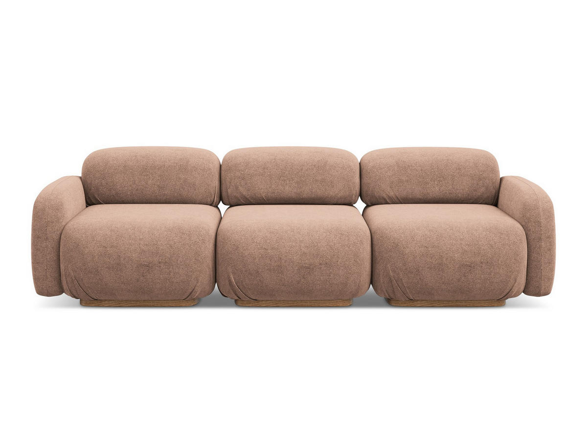 4-SITZER-SOFA Bouclé Stoff Pink - Pink/Hellrosa, Holz/Textil (270/73/95cm) - Makamii
