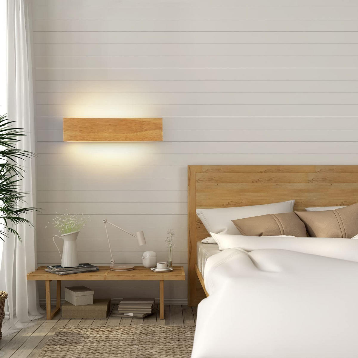 LED WANDLEUCHTE Edel - Braun, Holzwerkstoff (8/3/32cm) - Nettlife
