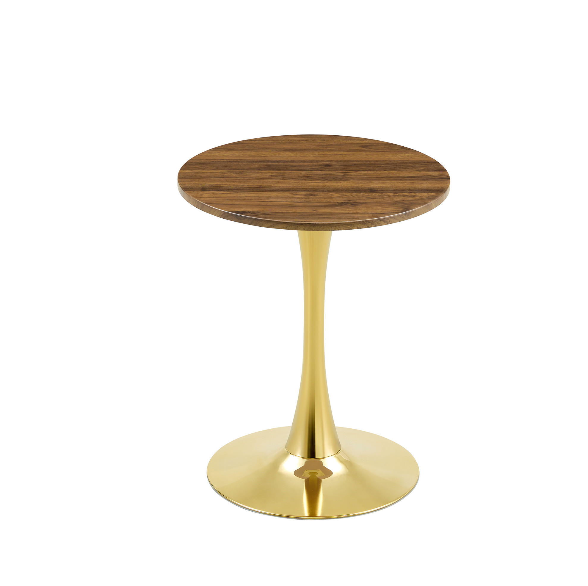 BEISTELLTISCH rund 60/72 cm in Walnussoptik mit goldfarbenem Metallfuß - Goldfarben, Holzwerkstoff (60/60/72cm) - BEAOK
