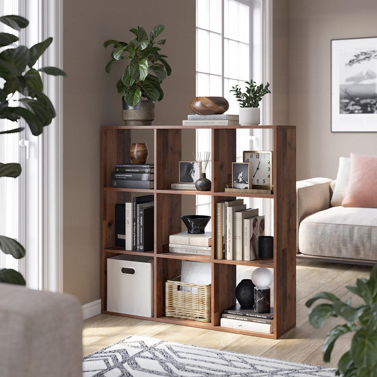 RAUMTEILER Nove Antikholz 104 x 108 cm - Alteiche, Holzwerkstoff (104/108/29cm) - Vicco