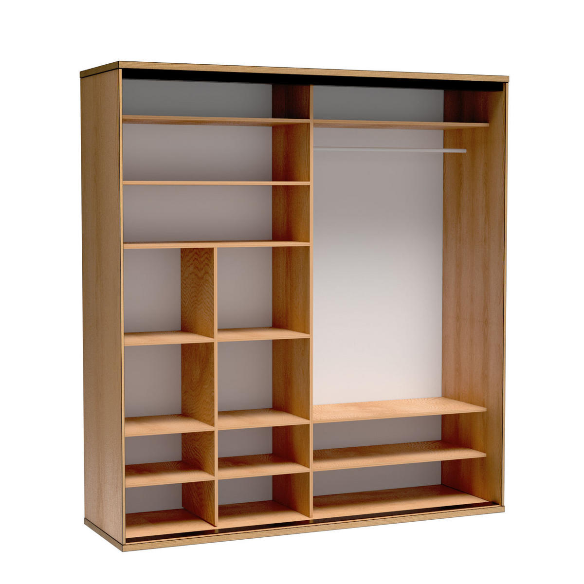 SCHWEBETÜRENSCHRANK CARINI 199/216/60,2 cm 2-türig mit Spiegel Eichefarben - Eichefarben, Holzwerkstoff (199/216/60.2cm) - MASSENO