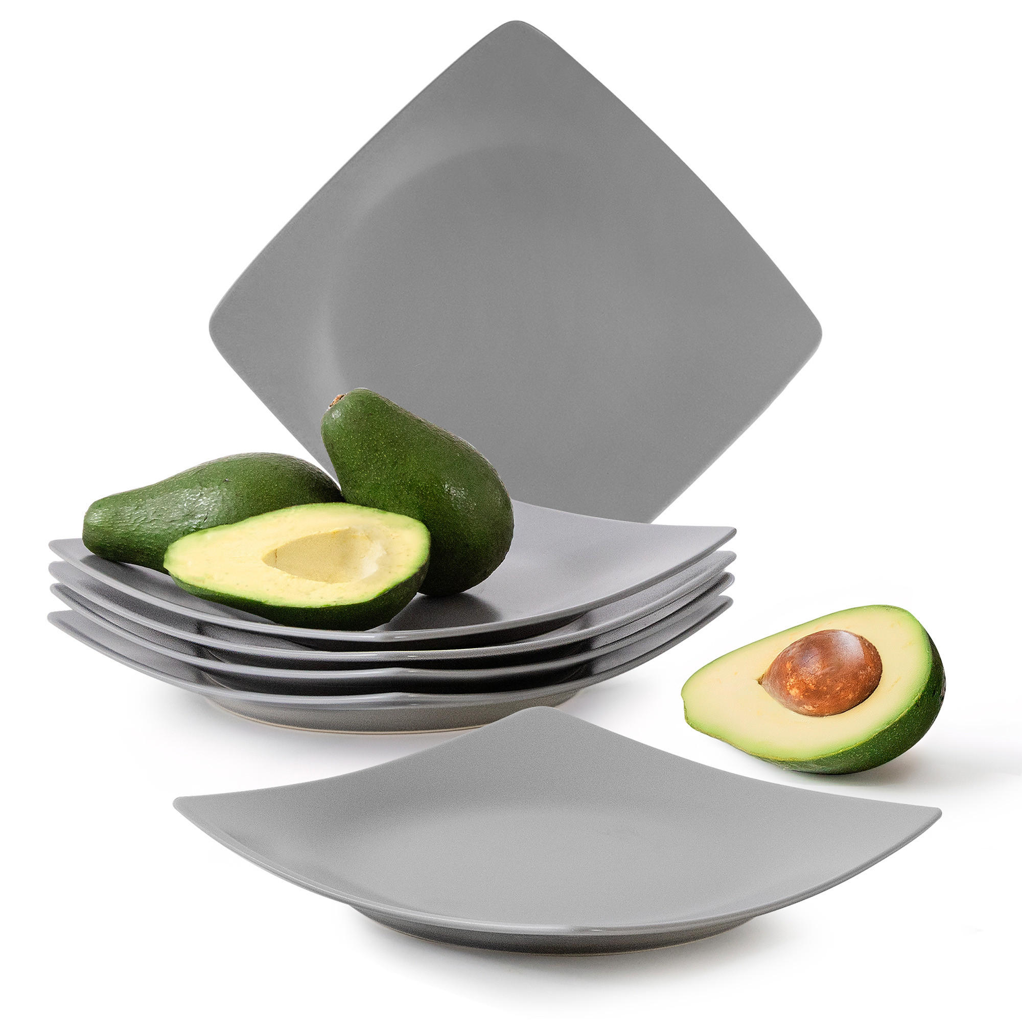 TELLER-SET EPIRI Speiseteller 6 Personen 6-tlg - Grau, Keramik (25cm) - KONSIMO®