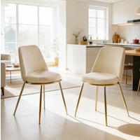 ESSZIMMERSTUHL mit hoher Rückenlehne Velvet Cream White - Weiß, Metall (47/82/56cm) - Meubliv