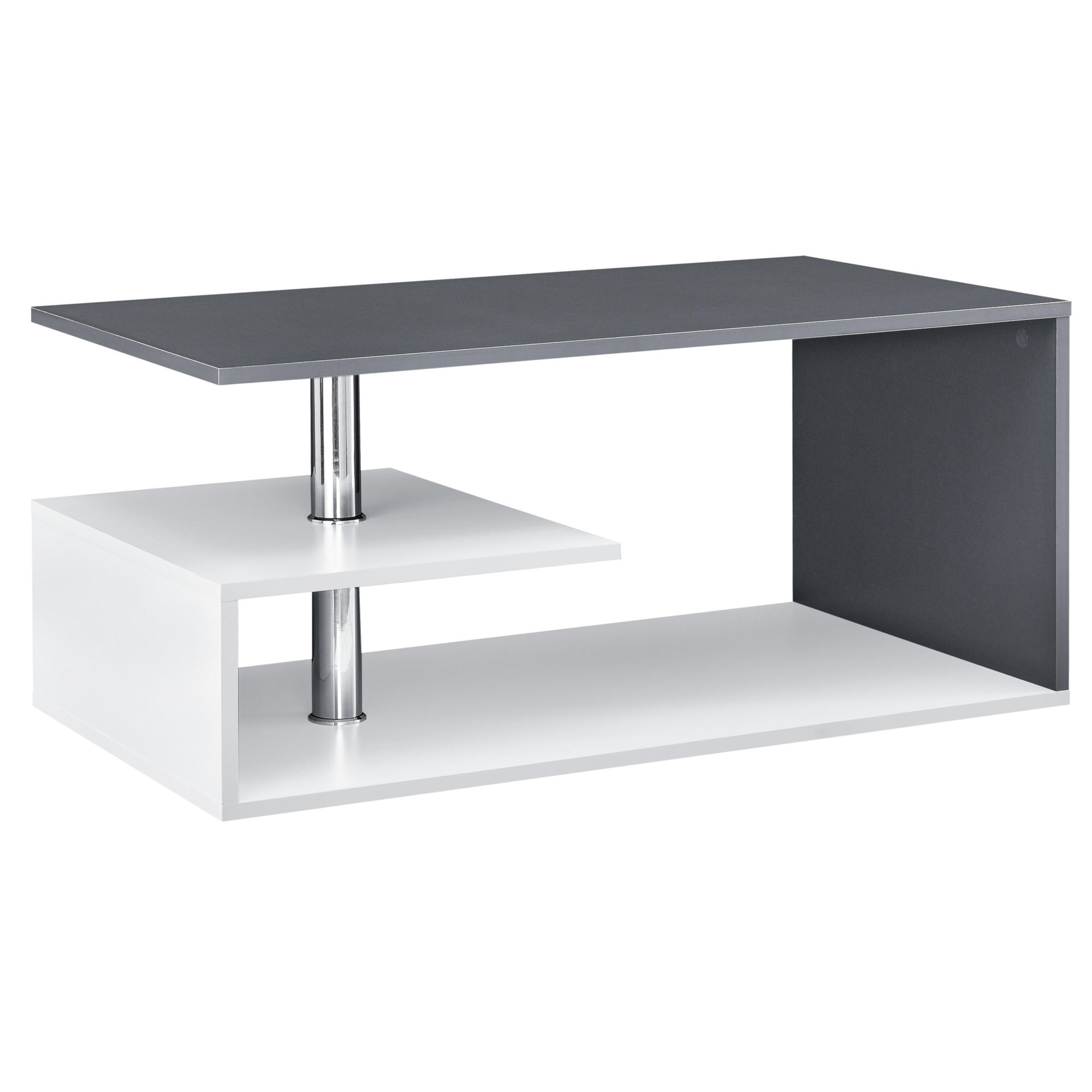 COUCHTISCH Haarlem 50/90/41 - Dunkelgrau/Weiß, Holzwerkstoff (90/50/41cm) - [en.casa]